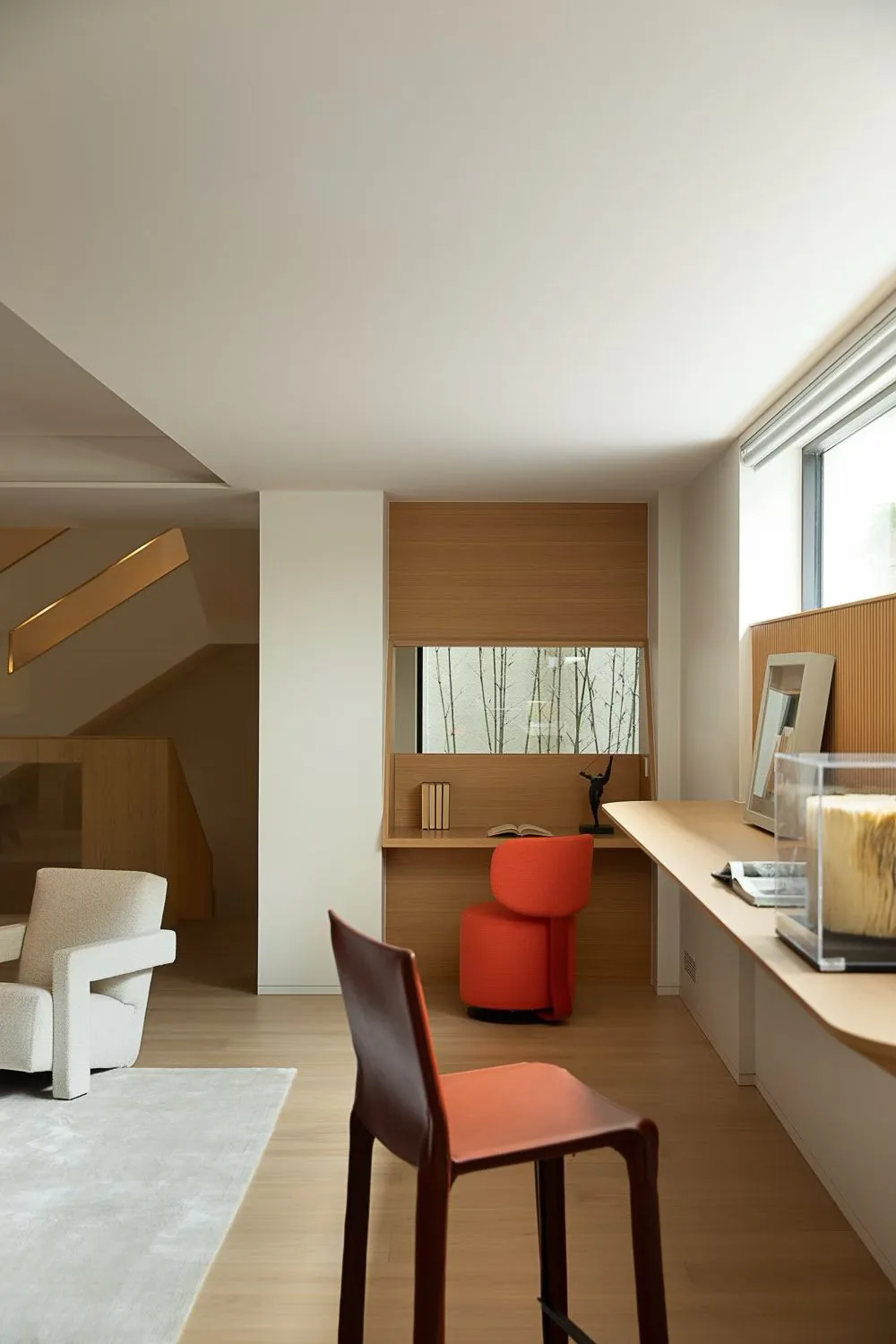 Built-in study desk and shelving carpentry in a Singapore home