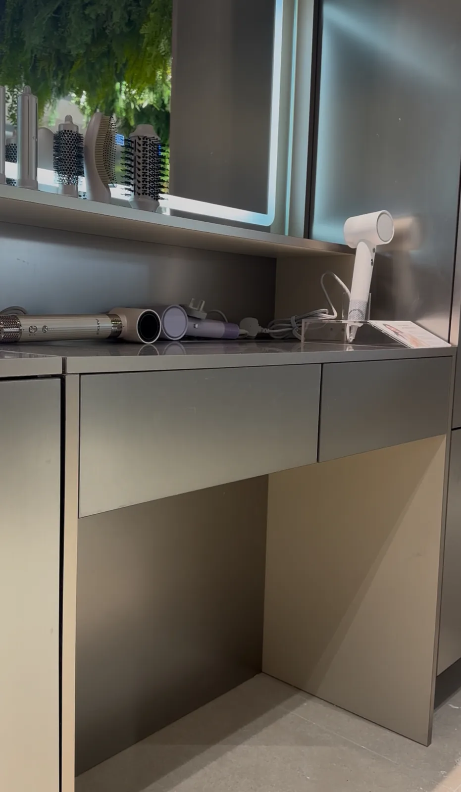 Custom salon styling counter and mirror cabinetry, Singapore