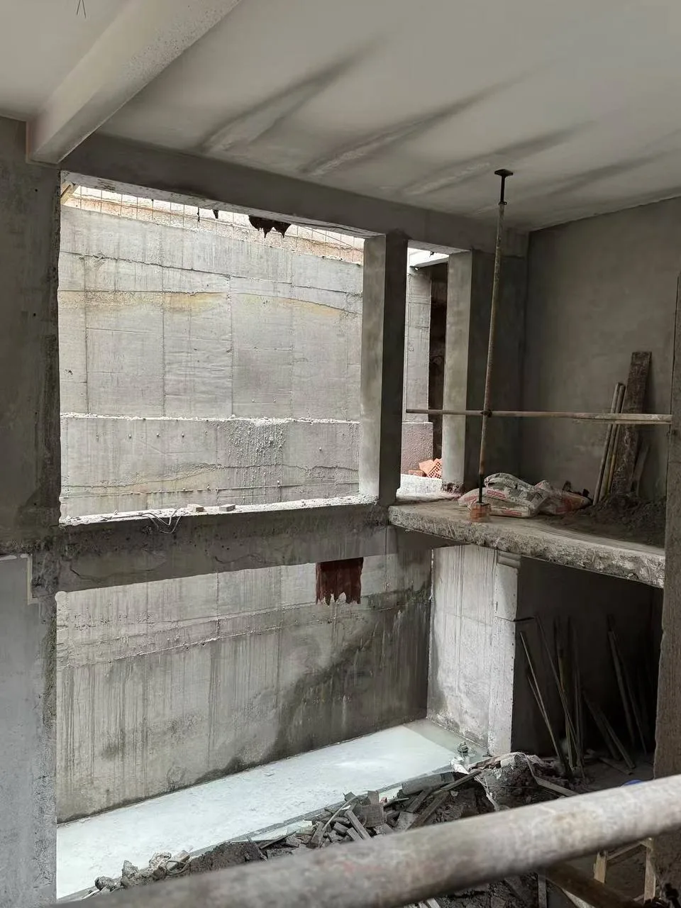 Structural works in progress at a renovation site